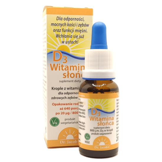 butelka dr jacob’s witamina d3 słońca 20 ml z pipetą