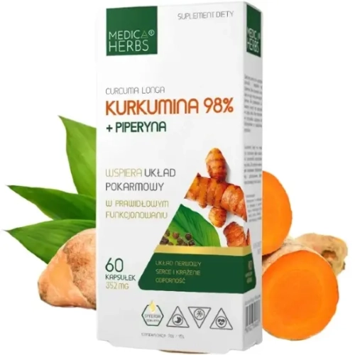 Kurkuma + Piperyna 98% – suplement diety 60 kapsułek