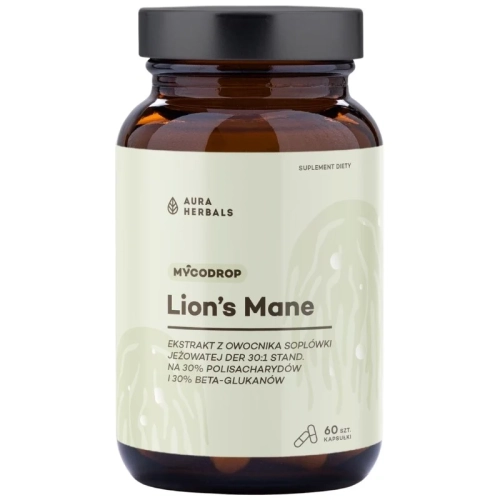 soplówka jeżowata lion's mane DER 30:1 aura herbals 60 kapsułek