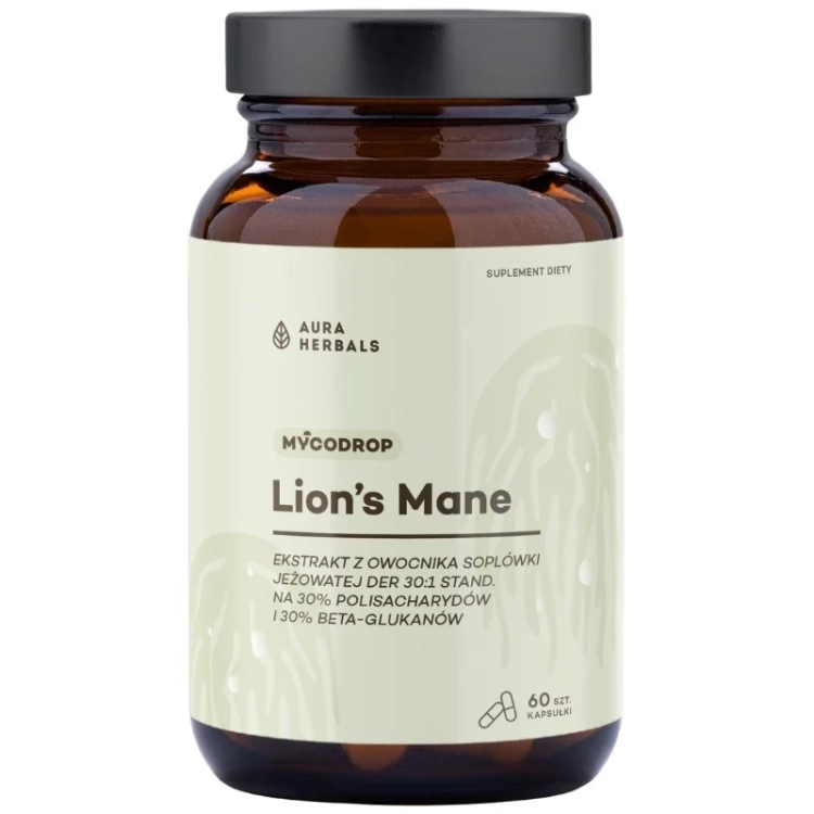 soplówka jeżowata lion's mane DER 30:1 aura herbals 60 kapsułek